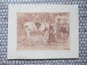 Willem de Zwart - Koemarkt - Ets in rood kopen? Bied vanaf 65!