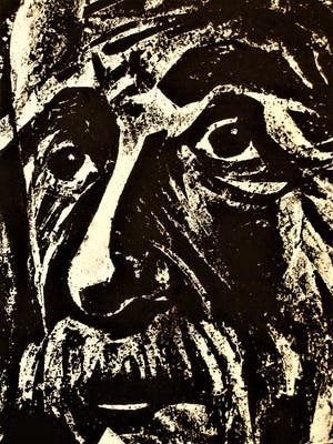 Ronnie Meerts - Grote hoogdruk Linosnede - "albert Einstein" - zeer kleine oplage van 5 ex. kopen? Bied vanaf 23!