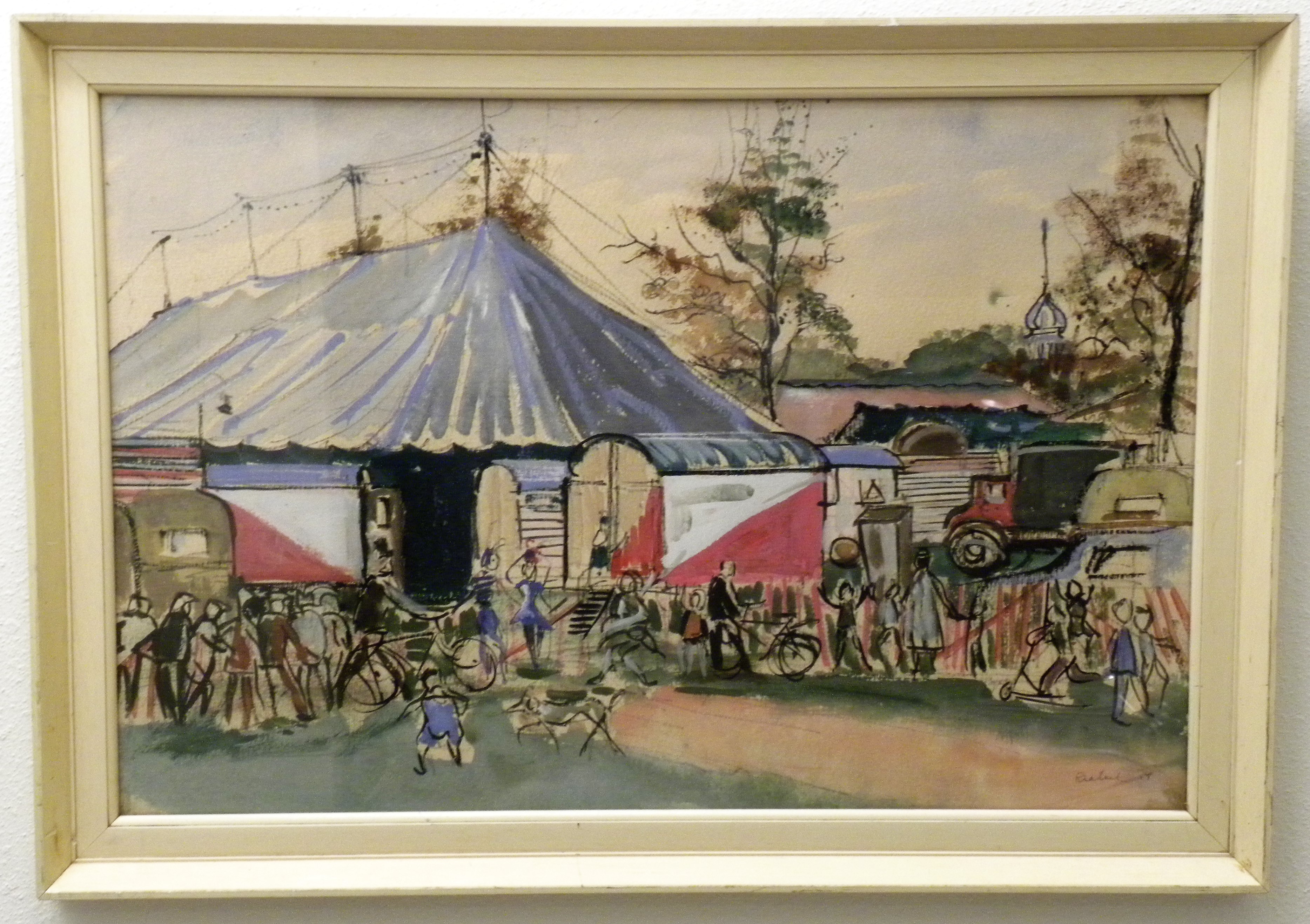 Niet of onleesbaar gesigneerd - Circus - 1954 - wel gesigneerd verkocht voor € 1!