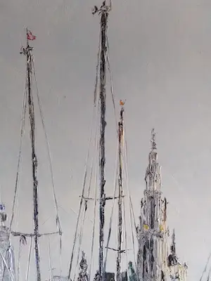 Niet of onleesbaar gesigneerd - Zicht op jachthaven van Antwerpen kopen? Bied vanaf 1!