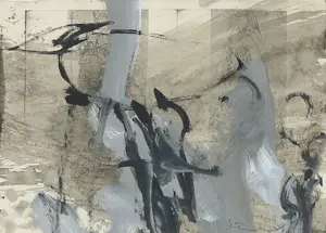 Niet of onleesbaar gesigneerd - Gemengde techniek op papier, Zonder titel - Ingelijst kopen? Bied vanaf 1!