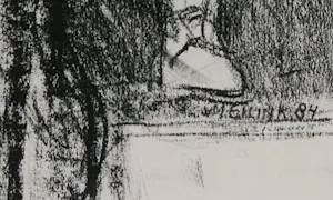 Evert Meilink - krijttekening - 'Op de Academie' - Evert Meilink - 1984 kopen? Bied vanaf 40!