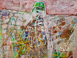 Hannes Postma - grote 1962 gemengde techniek (pastel, aquarel, stift) "Ik figuur" - gesigneerd kopen? Bied vanaf 84!