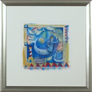Marianne Aulman - Acryl op papier, Zonder titel - Ingelijst kopen? Bied vanaf 35!