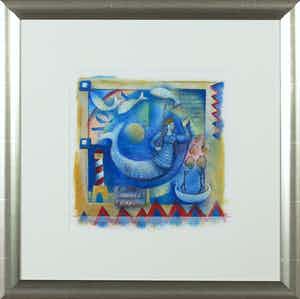 Marianne Aulman - Acryl op papier, Zonder titel - Ingelijst verkocht voor € 35!