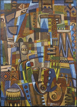 Uti Ndueze - Acryl op doek, River Gods kopen? Bied vanaf 100!