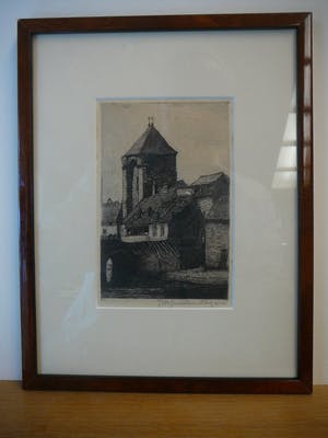 Johannes Graadt van Roggen - ets Porte du Pont te Moret-sur-Loing kopen? Bied vanaf 65!