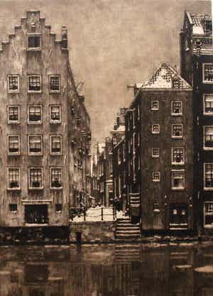 Cornelis Brandenburg - Ets: Amsterdam verkocht voor € 75!