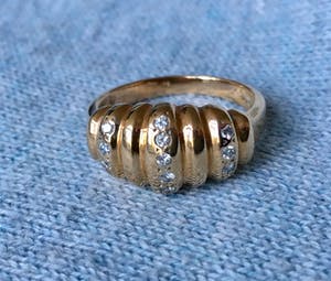 18K Goud - roodgouden ring met briljant geslepen diamant kopen? Bied vanaf 275!