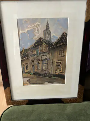 Adri Pieck - straatje in Amersfoort met zicht op de Onze Lieve Vrouwentoren kopen? Bied vanaf 150!