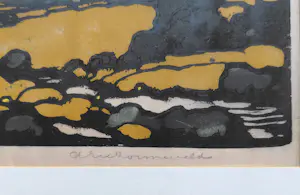 Arie Zonneveld - Landschap, houtsnede (ingelijst) kopen? Bied vanaf 20!