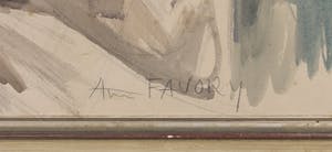 Andre Favory - Aquarel, Liggend naakt - Ingelijst kopen? Bied vanaf 80!