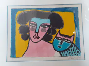 Corneille - Vrouw met kat hc 17/20 kopen? Bied vanaf 250!