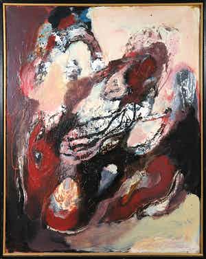 Bert Braam - Acryl op doek, Zonder titel - Ingelijst verkocht voor € 1!