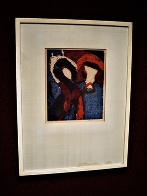 Flip van der Burgt - Beperkte oplage (1/50) Kleurhoutsnede "Danspaar" gesigneerd kopen? Bied vanaf 10!