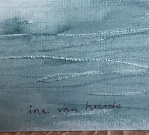 Ine van Heerde - Grote aquarel, Landschap met reflectie in het water kopen? Bied vanaf 35!