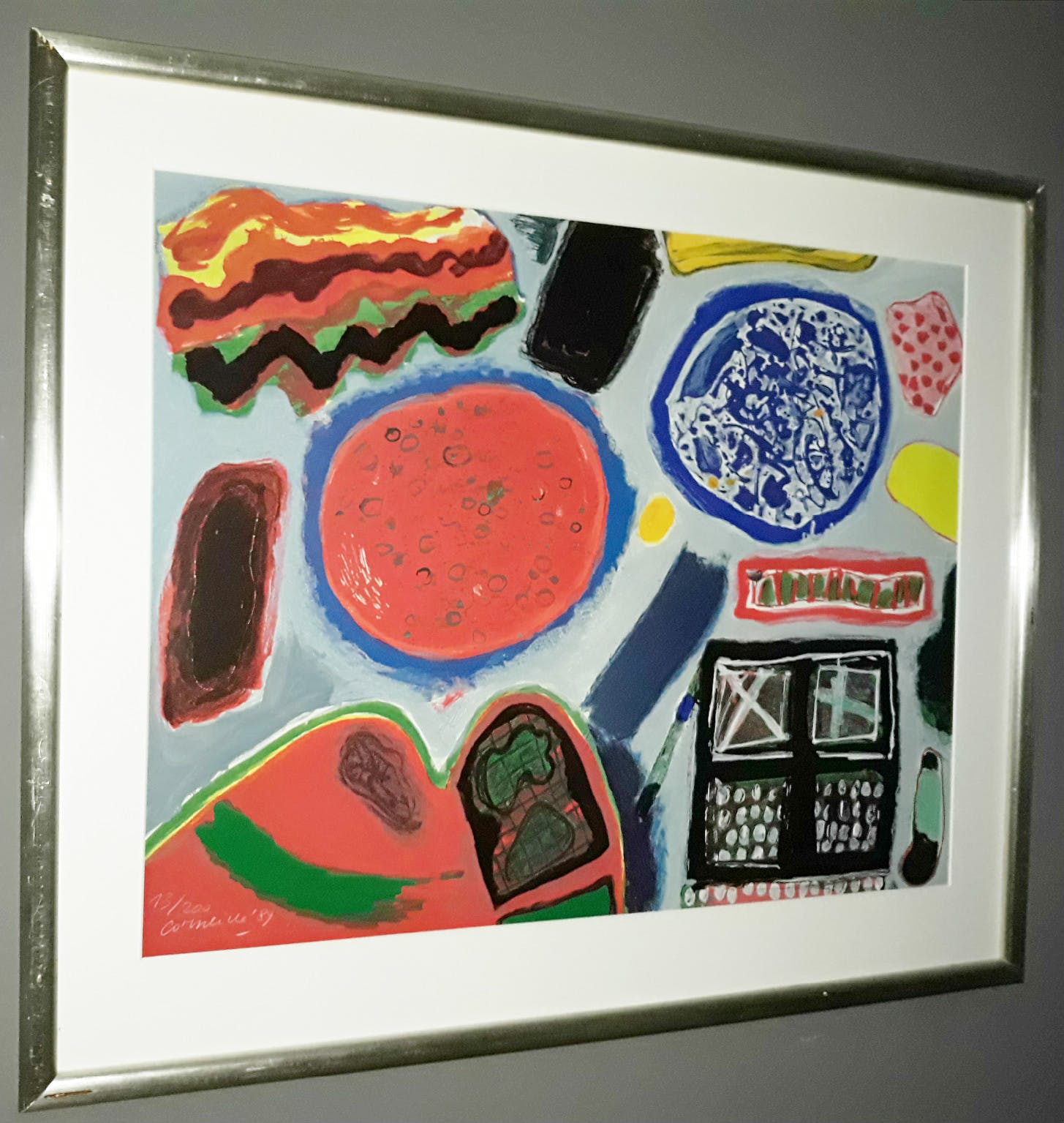 Corneille - Abstracte compositie, zeefdruk (mooi ingelijst, groot) kopen? Bied vanaf 395!