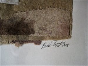 Niet of onleesbaar gesigneerd - Uit KLM collectie - Intrigerende Collage - bamboe/inkt/zilververf - gesigneerd kopen? Bied vanaf 1!