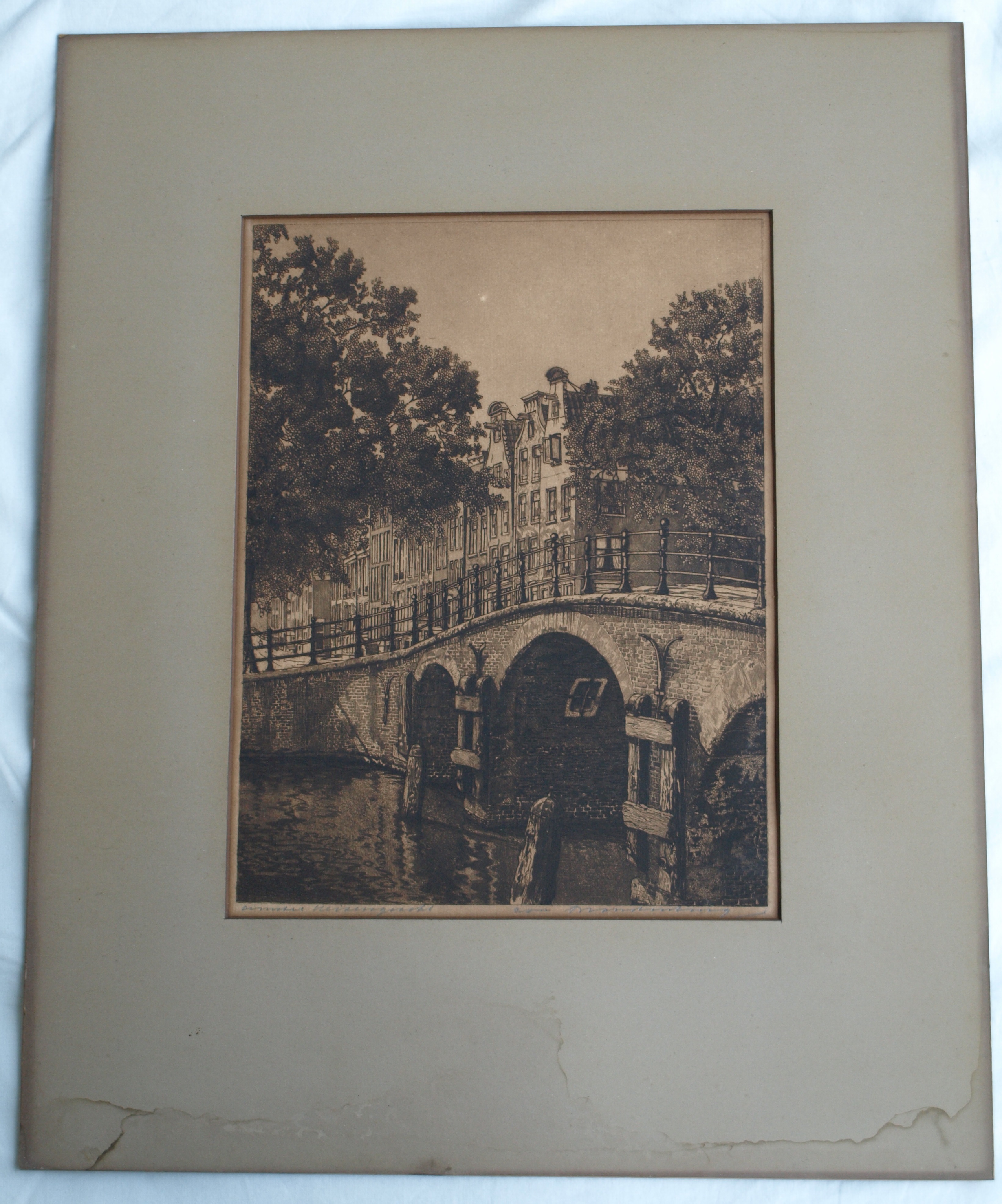 Cornelis Brandenburg - Ets, Amstel en Keizersgracht Amsterdam – gesigneerd  kopen? Bied vanaf 25!