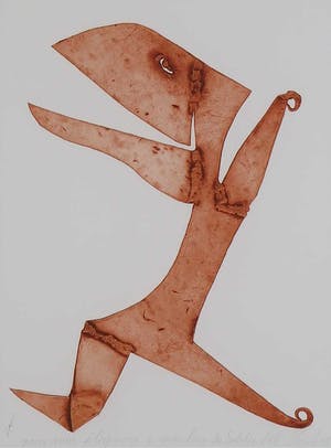 Reinhoud D'Haese - Aquatint metaaldruk, Nous nous éloignons (...) - Ingelijst kopen? Bied vanaf 1!