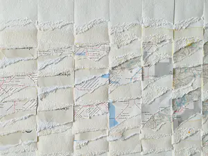 Stef Kreymborg - Unieke & grote - papier (treintabel) collage - "Sporen" - potloodgesigneerd kopen? Bied vanaf 64!