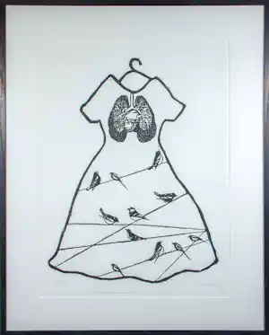 Sandrine Péron - Linosnede, Jurk - Ingelijst vendu pour 80€ !