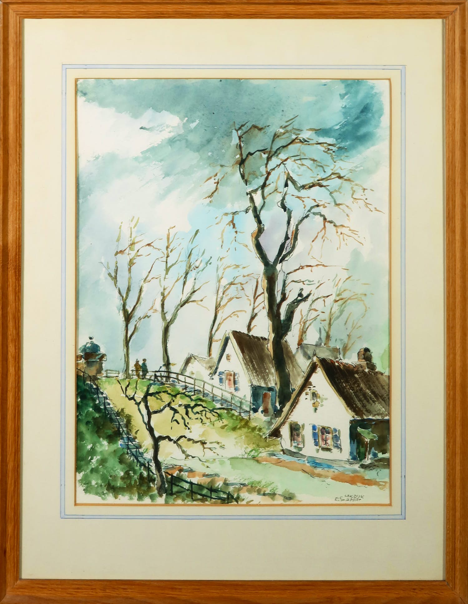 Rein Snapper - Aquarel, Lekdijk- Ingelijst verkocht voor € 1!