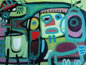 Jasper Banen - Acrylverf op doek , “Maskers” – 2010 kopen? Bied vanaf 275!