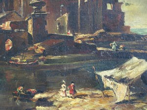 Niet of onleesbaar gesigneerd - Olieverf op doek , “Burcht aan Zee” – ingelijst kopen? Bied vanaf 10!