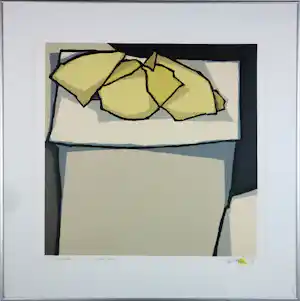 Buy Fon Klement - Boardsnede op papier, Table grise - Ingelijst? Bid from 70!