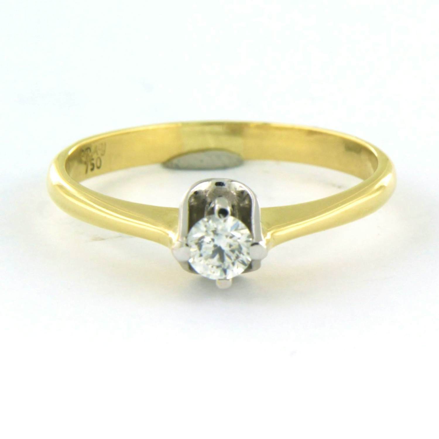 18k bicolour gouden solitair ring met briljant geslepen diamant tot. 0.22ct kopen? Bied vanaf 500!