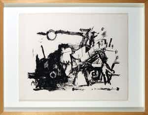 Jef Diederen - Litho, Dorsmachine - Ingelijst verkocht voor € 80!