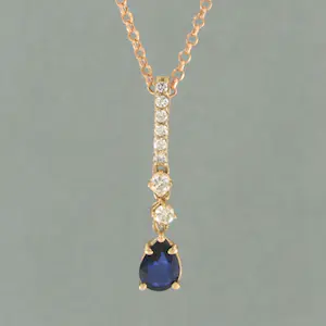 18k rosé gouden collier en hanger bezet met saffier en briljant geslepen diamant kopen? Bied vanaf 360!