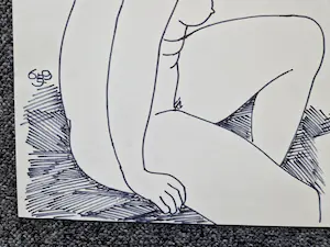 Leo Braat - In 1969 gemaakte zwartestift tekening "zittend vrouwelijk naakt" gesigneerd kopen? Bied vanaf 1!