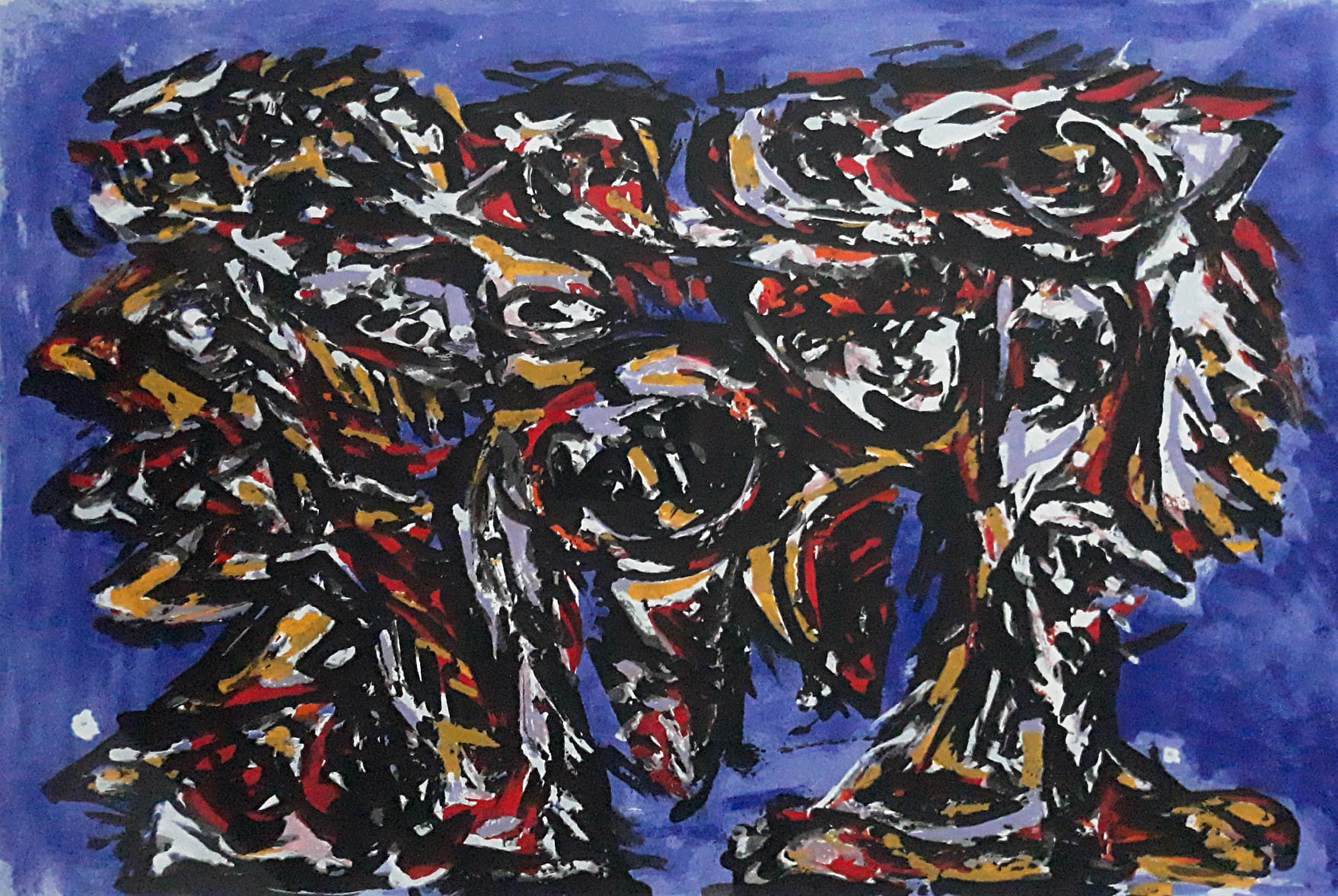 Theo Wolvecamp - Abstracte compositie, zeefdruk (prachtig ingelijst) kopen? Bied vanaf 275!