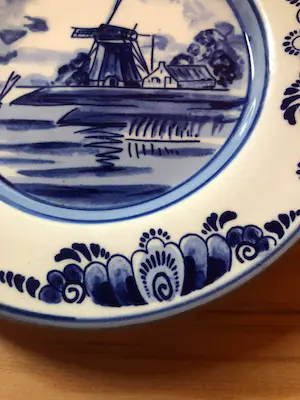 Amstelhoek - delfts blauw bordje 12,5 cm handwerk door Elesva Amsterdam kopen? Bied vanaf 1!