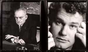 Paul Huf - Foto, lot van twee los ingelijste portretten van Willem Drees en Adriaan van Dis verkocht voor € 1!