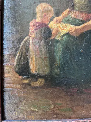 Jan de Jong - Boerin met kind in een keuken kopen? Bied vanaf 175!