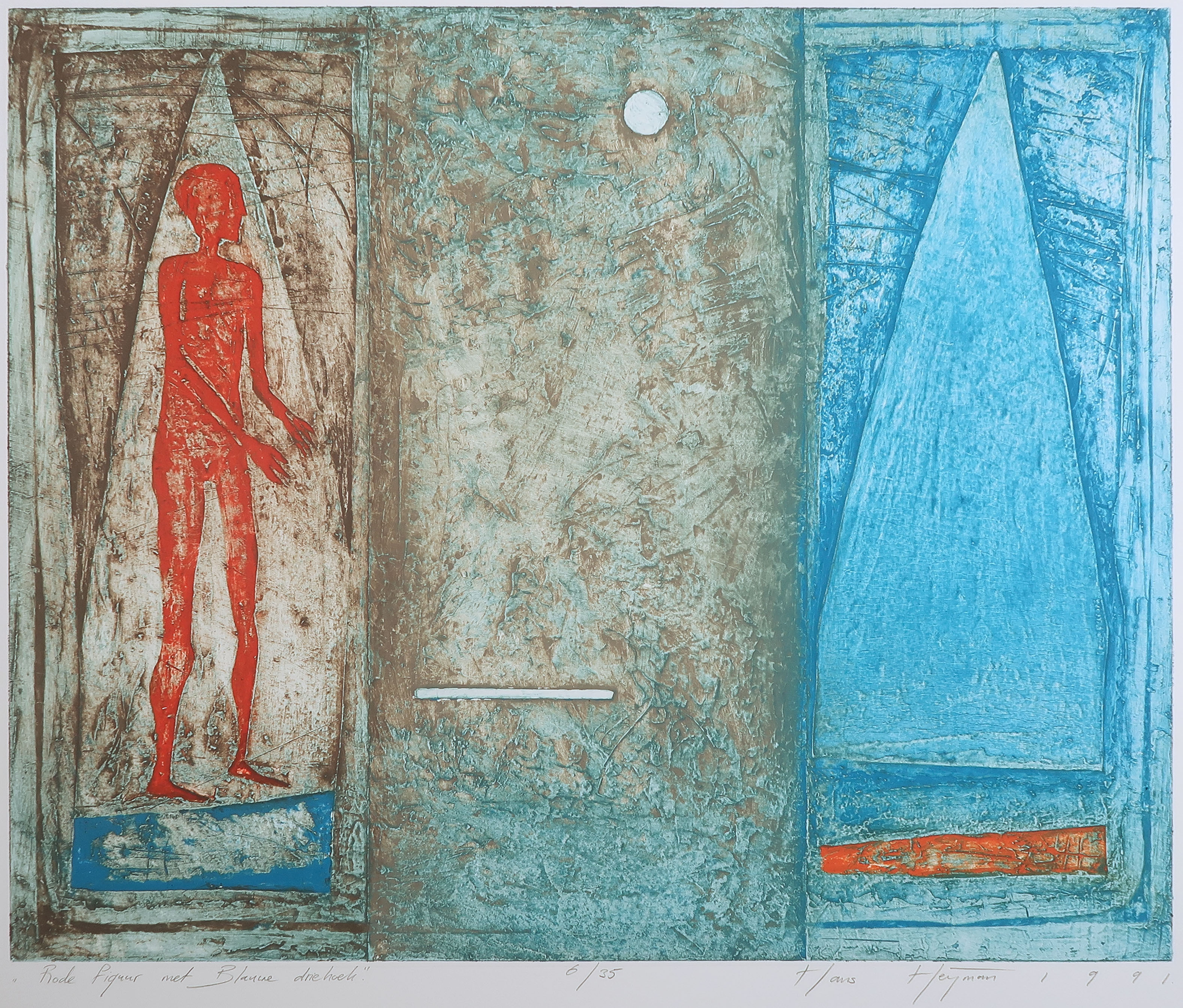 Hans Heijman - Kleurenets, Rode figuur met blauw driehoek kopen? Bied vanaf 1!