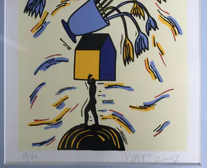 Hans Wap - "Nieuwe woning" (2007) | zeefdruk in nieuwstaat - ingelijst kopen? Bied vanaf 45!