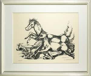 Ossip Zadkine - Litho, Zonder titel - Ingelijst verkocht voor € 100!