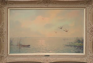 Hans Lenteman - Olieverf op doek, Plasgezicht met eenden - Ingelijst (Groot) kopen? Bied vanaf 80!