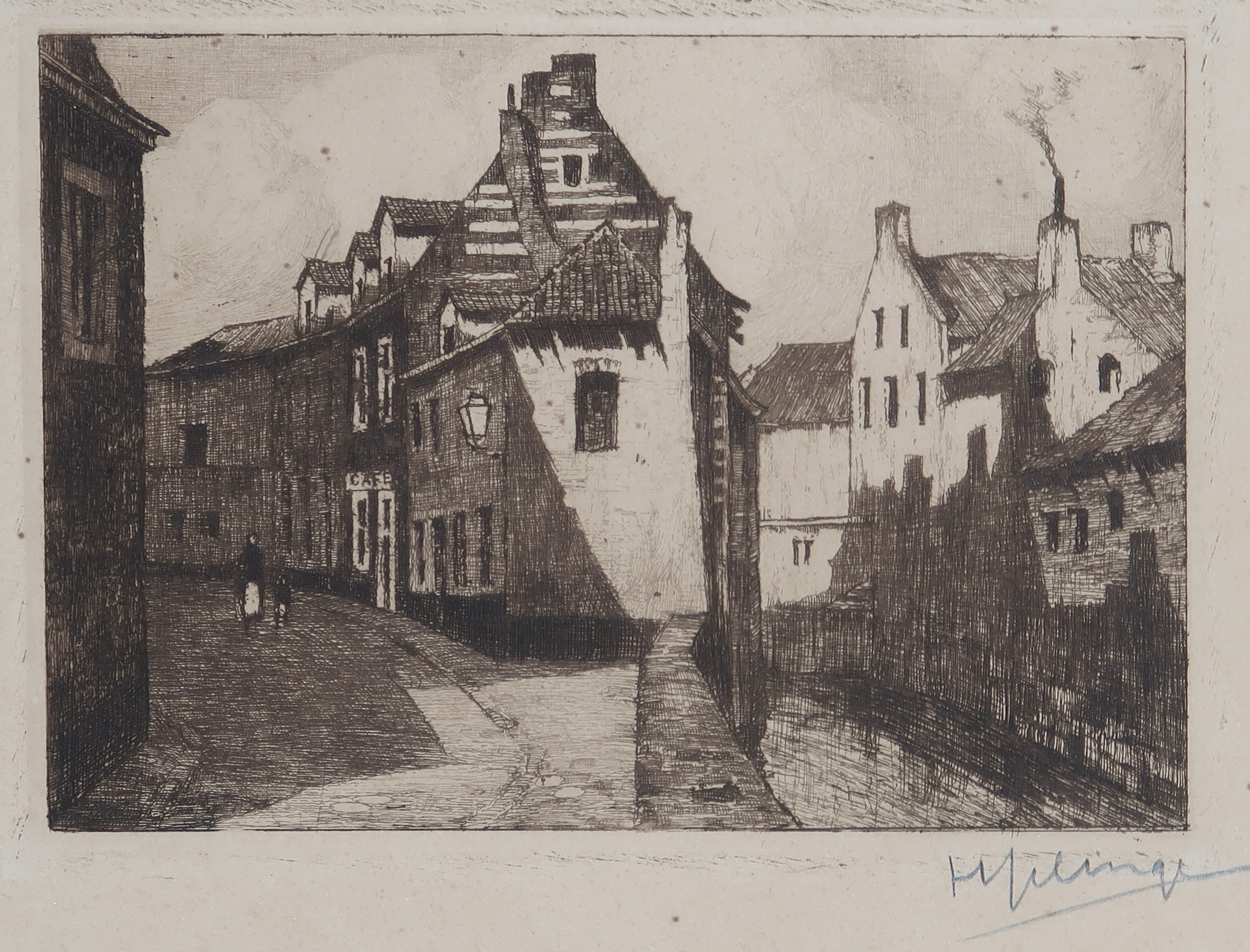 Han Jelinger - Ets, Dorpsgezicht  verkocht voor € 50!