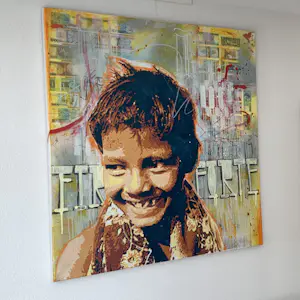 Rodrigo Izolag - Groot street art portret kopen? Bied vanaf 1!