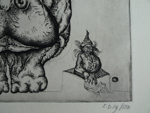 Ab Steenvoorden - Ets , Het Nijlpaard – Surrealistische voorstelling, 1972 - 19½ x 33½ cm kopen? Bied vanaf 35!