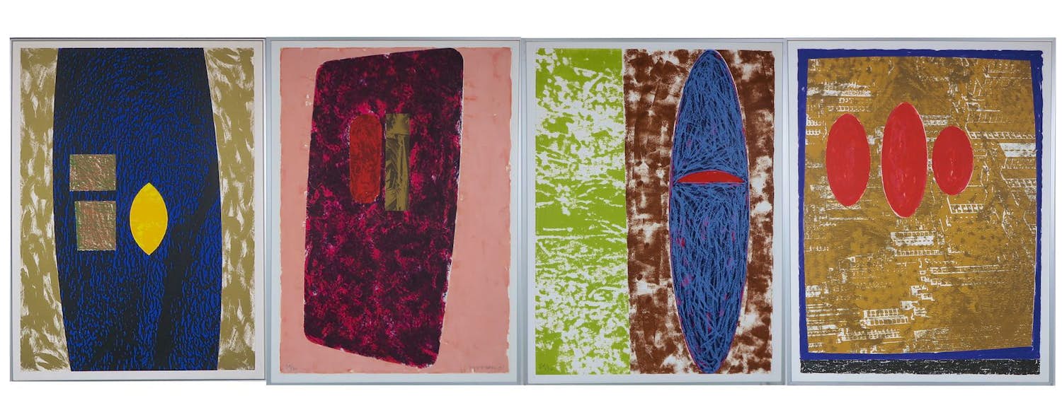 Jelis van Dolderen - Set van zeefdrukken op doek, Serie z.t. - Ingelijst kopen? Bied vanaf 70!