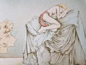 Georg Hadeler - grote kleuren-litho "reve de jeune fille" - beperkt oplage (15/100) - gesigneerd kopen? Bied vanaf 28!