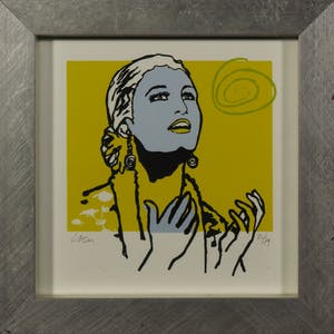 Coen Blankwaard - Zeefdruk, Evita Peron - Ingelijst kopen? Bied vanaf 20!