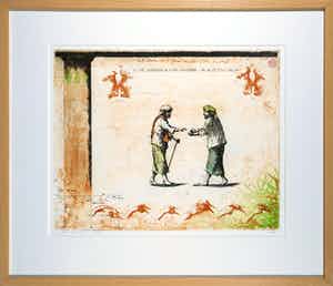 Rolf Weijburg - Kleurenets, Nose rubbing & hand shaking on Socotra Island - Ingelijst verkocht voor € 60!