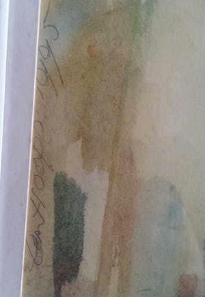 Bob ten Hoope - Kleurrijk bergland met vallei en huizen. kopen? Bied vanaf 150!